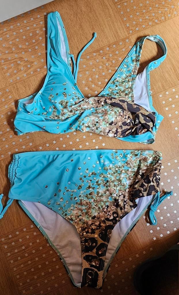 Bikini XL à imprimé leopard/bleu Hunkemuller, Kors, Marie Jo, Neuf, Enlèvement ou Envoi, Lola & Liza, Bikini