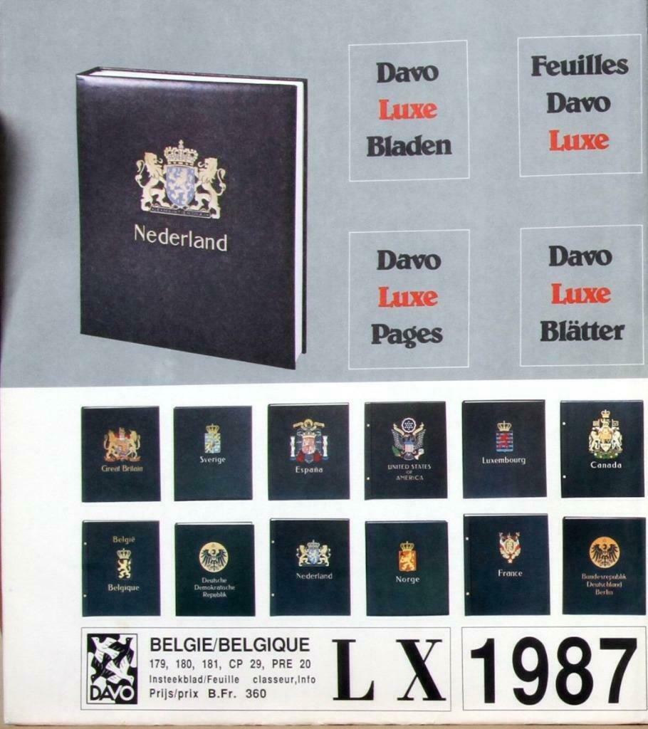 Aanvulling Davo LX België 1987 volledig en nieuw, Ophalen of Verzenden, Verzamelalbum