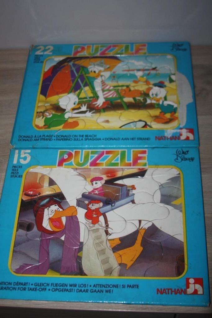 2x Disney puzzels (Donald / de reddertjes ) gebruikt, Ophalen of Verzenden, Overige figuren, Gebruikt, Overige typen