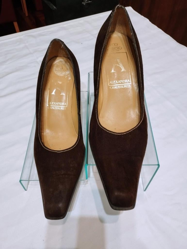 Escarpins ALEXANDRA en daim brun taille 39, Comme neuf, Brun, Escarpins