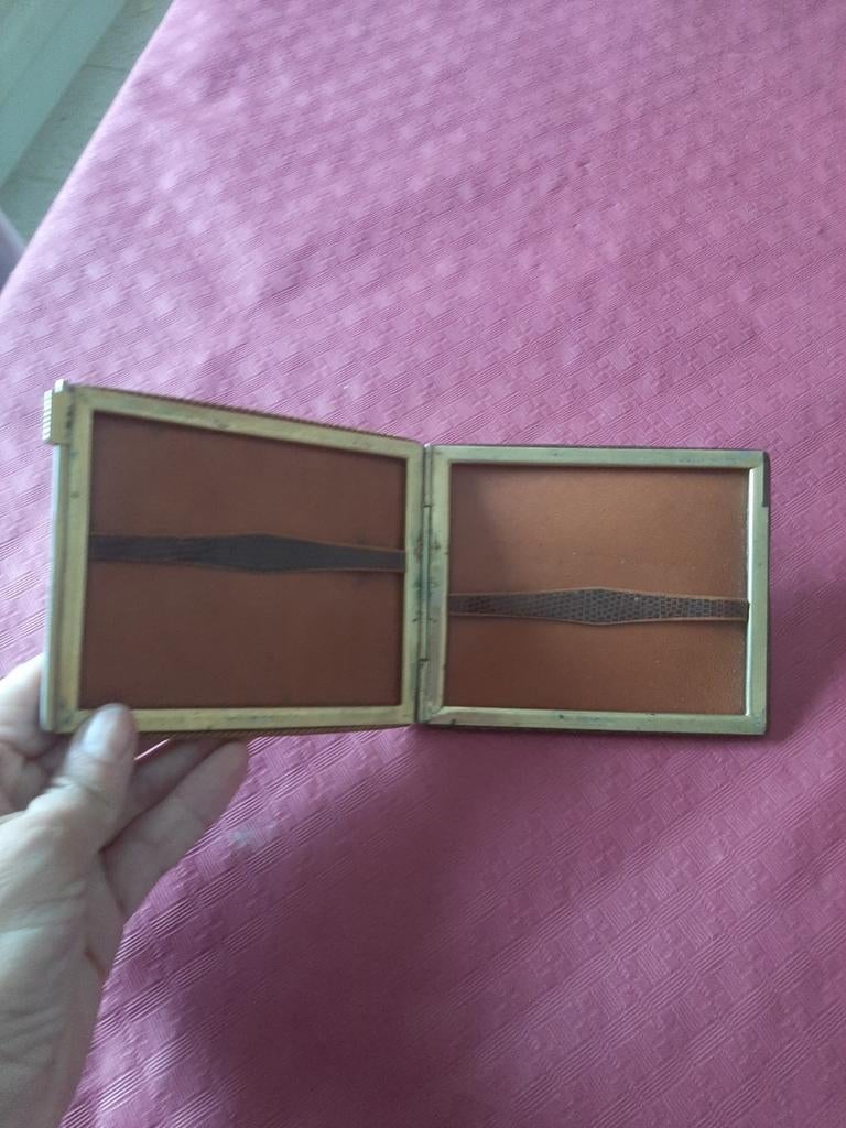 Vintage/retro sigarettendoos met reptielmotief, jaren 50, Ophalen of Verzenden, Gebruikt