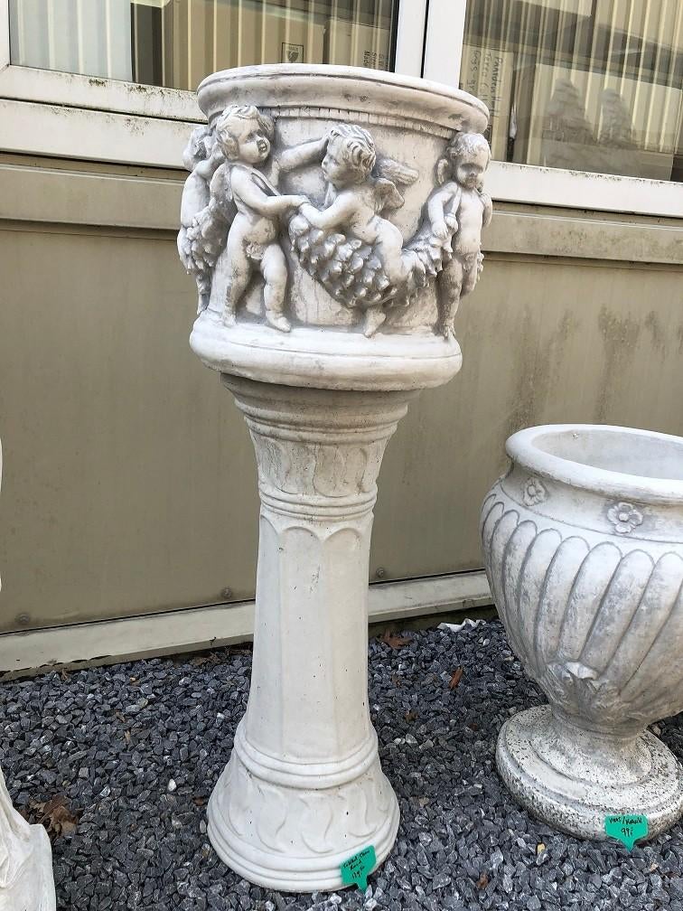 Prachtige zware bloempot-vaas uit vol steen, Steen, Minder dan 60 cm, Rond, Ophalen of Verzenden