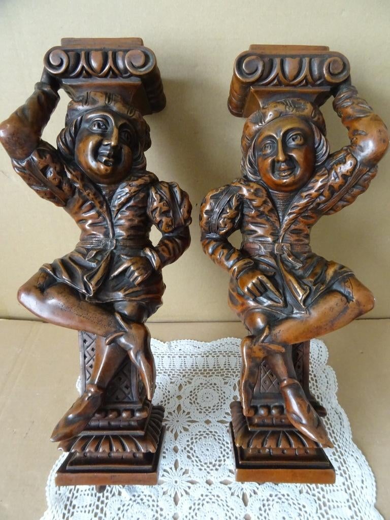 19e eeuw antieke ornamenten hofnar hofnarren 44cm circa 1880, Ophalen of Verzenden