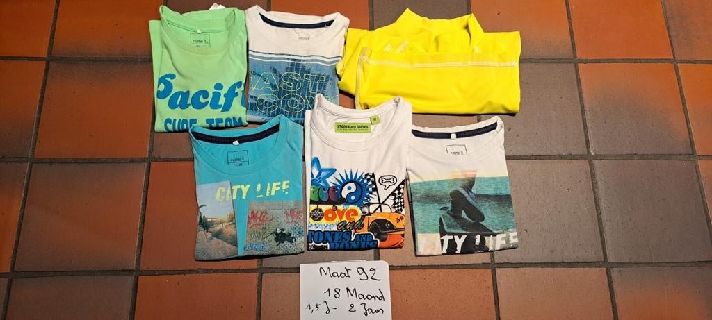 Maat 92, 1,5 tot 2 jaar 6 stuks t shirt korte mouwen, Ophalen of Verzenden, Gebruikt, Jongen of Meisje, Shirt of Longsleeve
