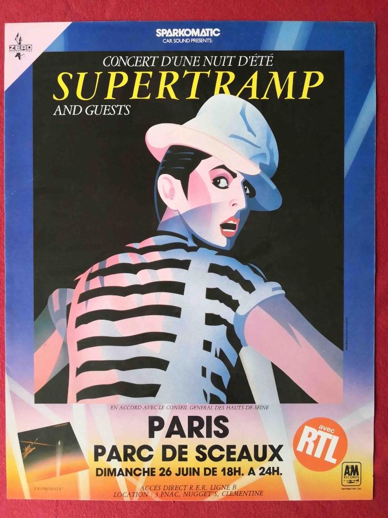 POSTER ORIGINAL - SUPERTRAMP - PARIS, Enlèvement ou Envoi, Rectangulaire vertical, A1 jusqu'à A3, Comme neuf