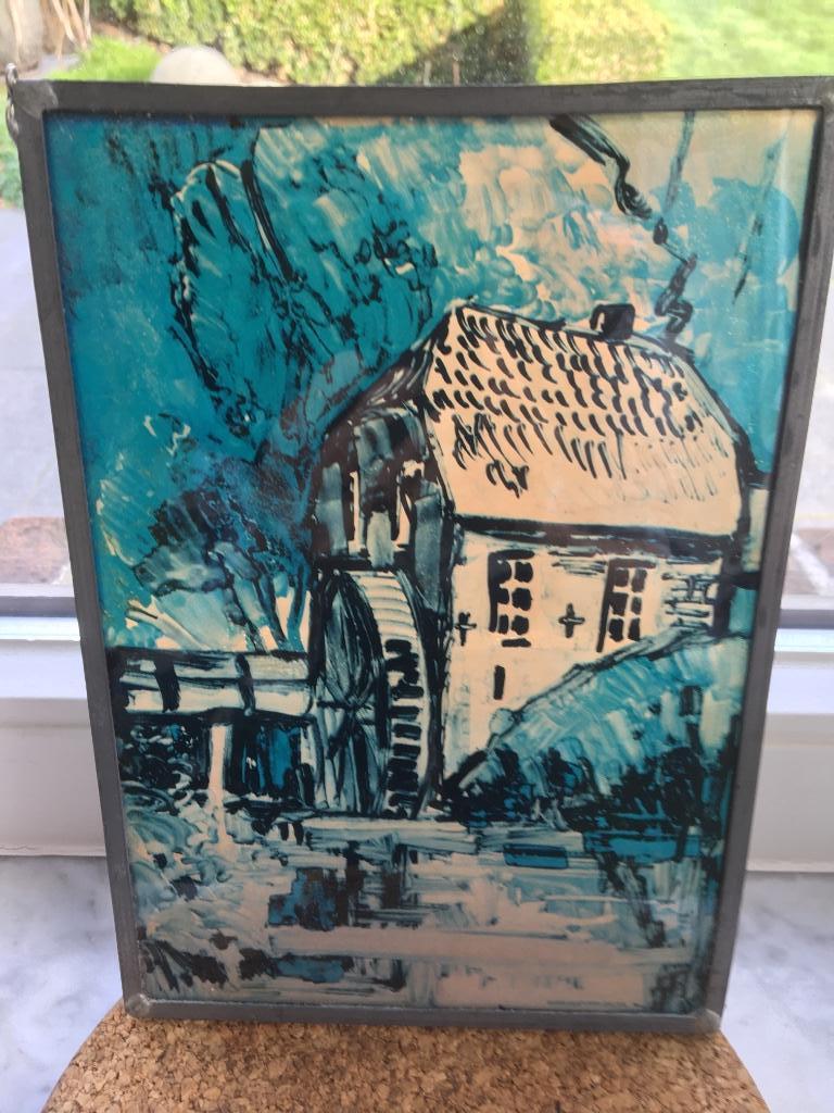 Glasraam met afbeelding watermolen, Antiek en Kunst, Ophalen