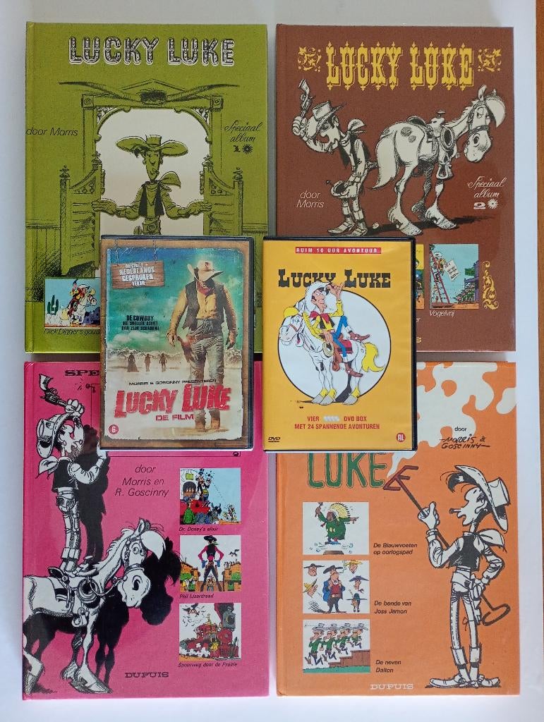Lucky Luke pakket met films en 4 bundelingen., Verzenden