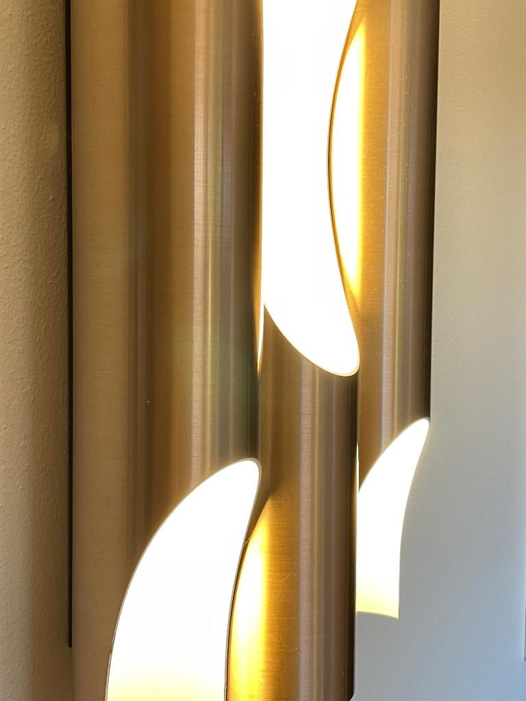2x Raak Maxi Fuga XL wandlamp: 3 kolom bronskleurig, Ophalen of Verzenden, Gebruikt, Metaal, Mid century