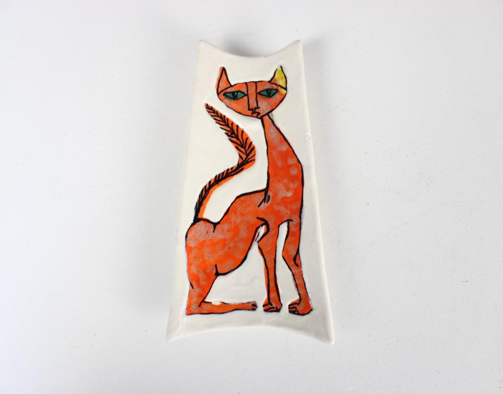 vintage schaaltje met poes, Antiek en Kunst, Ophalen of Verzenden