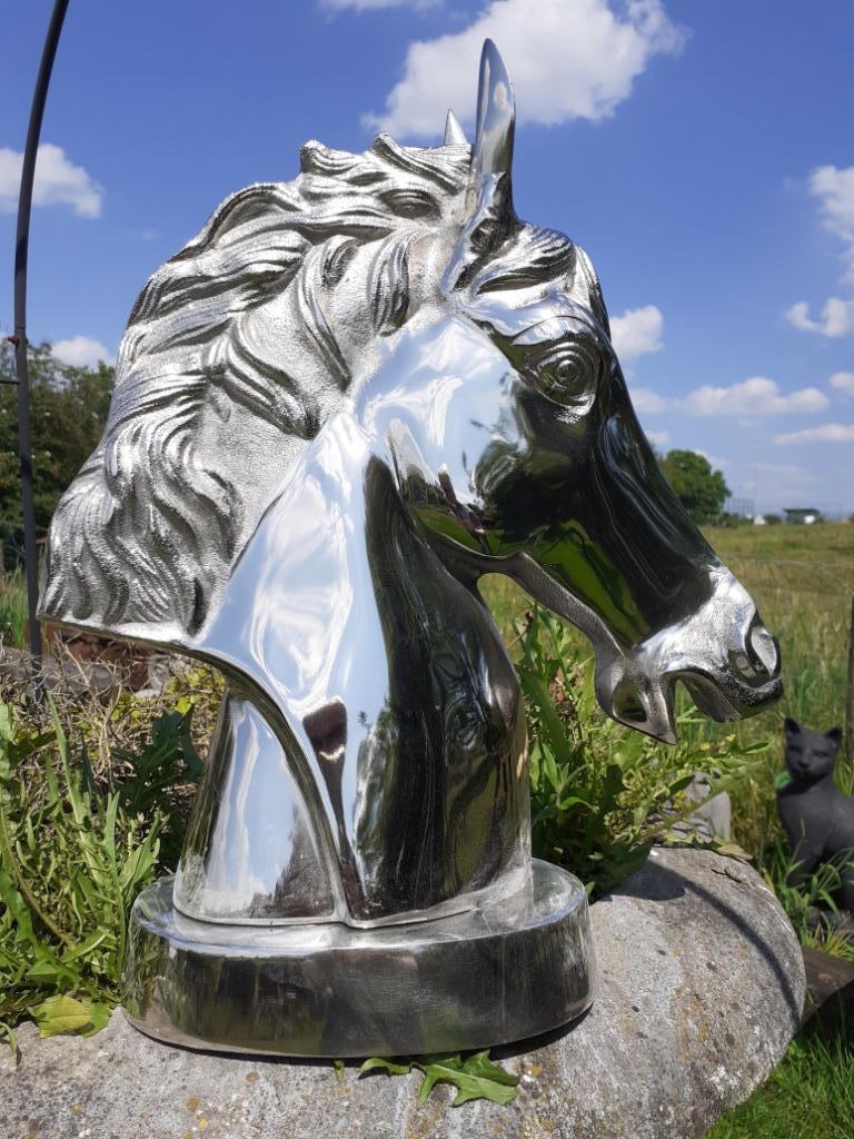 SUPERBE TETE DE CHEVAL EN FONTE D'ALUMINIUM, Enlèvement ou Envoi, Neuf, Autres matériaux, Animal