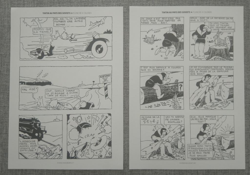 BD 2 planches à colorier de Tintin au pays des soviets 2017, Enlèvement ou Envoi, Tintin, Neuf, Image, Affiche ou Autocollant