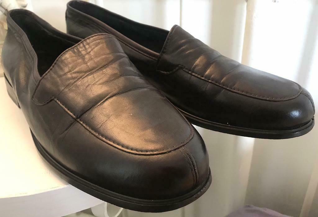 Bruine leren mocassins schoenen, maat 39, Zo goed als nieuw, Schoenen met lage hakken
