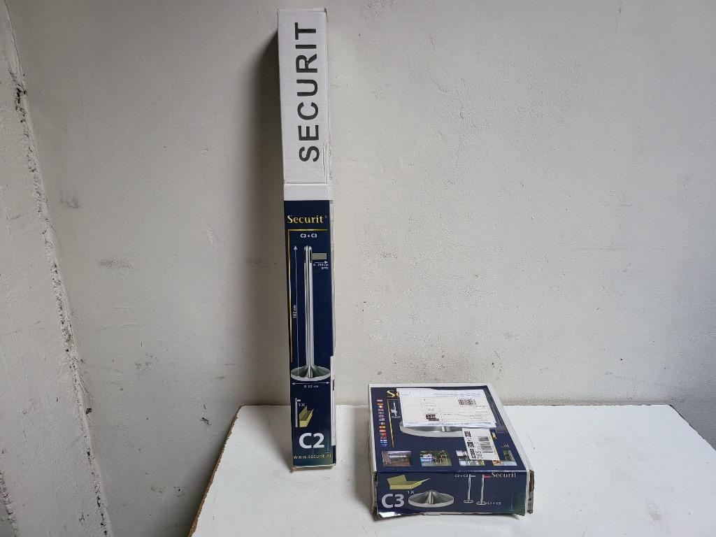 Afzetpaal+Voet Securit RVS met rolband 210cm grijs (Nieuw), Ophalen of Verzenden, Nieuw, Inox, Overige typen