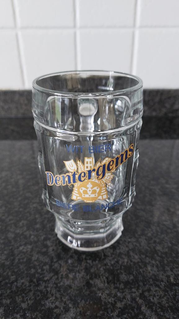 Dentergems glas met handvat - 6 stuks, Verzamelen, Ophalen of Verzenden, Gebruikt, Bierglas