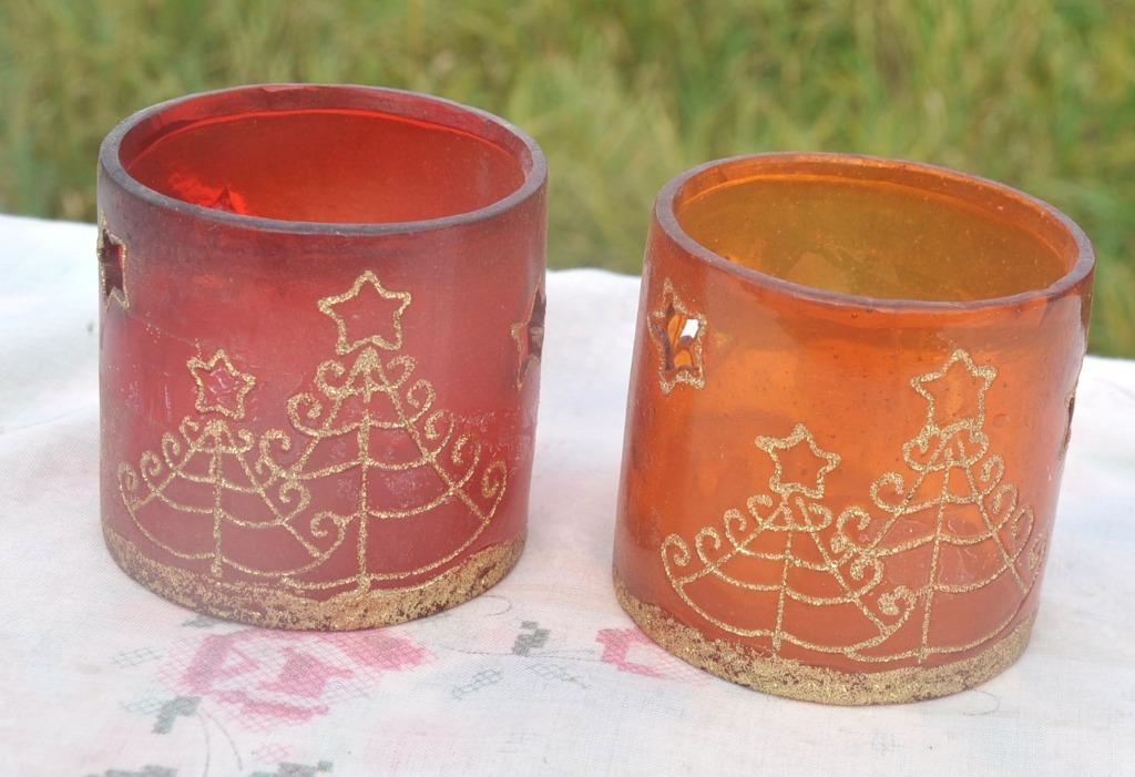 2 photophores de noel plastique rouge et orange, Enlèvement ou Envoi, Comme neuf