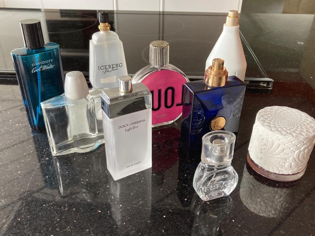 Parfumflesjes, 9 stuks. Zeer goede staat, Ophalen of Verzenden, Gebruikt, Parfumfles