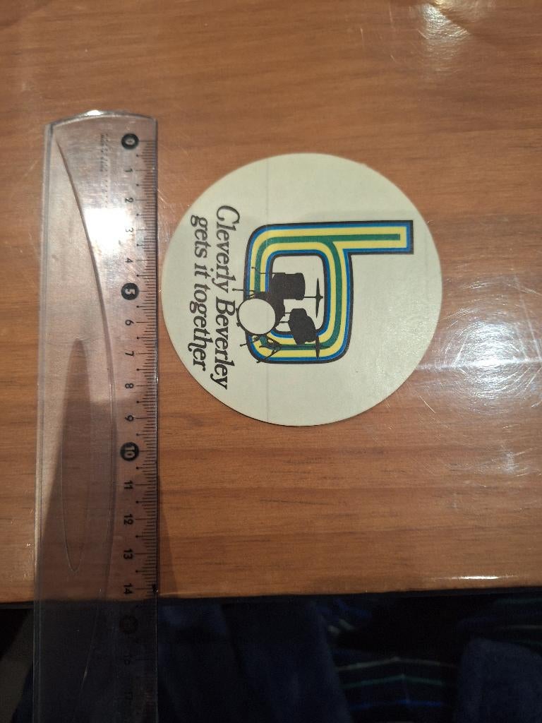 Vintage sticker drumstel  Cleverly Beverley, Ophalen of Verzenden, Zo goed als nieuw, Merk