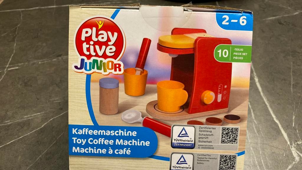Koffiemachine kinderkeuken. Nieuw., Kinderen en Baby's, Ophalen of Verzenden, Nieuw, Hout, Speelkeuken-accessoire