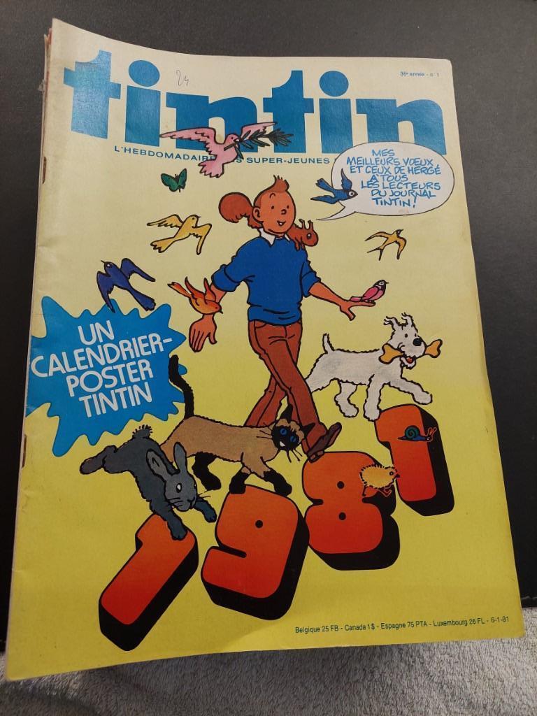 33 Ns de l'hebdo TINTIN 36è année - 1981, Livres, Enlèvement ou Envoi, Utilisé
