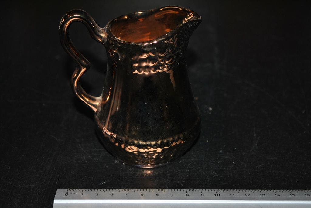 Pot à lait faïence irisée cuivrée de Jersey pichet Vintage, Ophalen of Verzenden