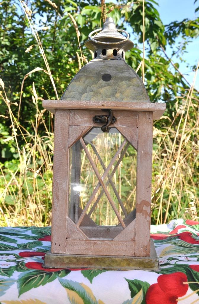lanterne photophore bois cérusé et métal, Ophalen of Verzenden, Zo goed als nieuw, Hout