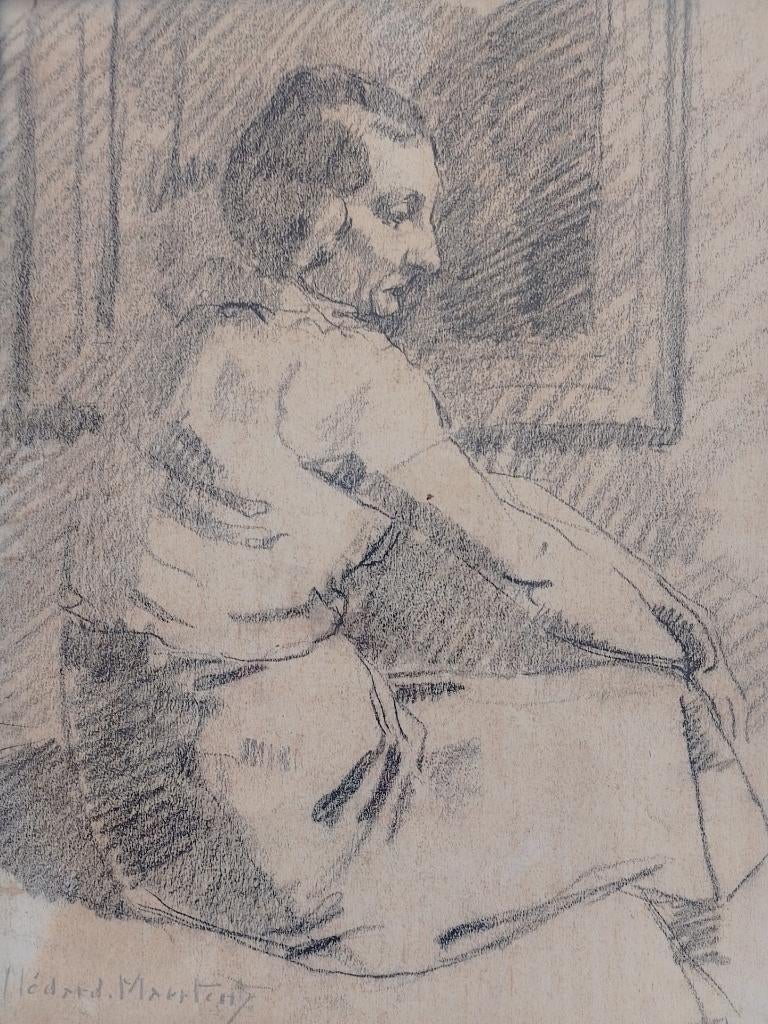 Medard Maertens  1875 - 1946   Tekening  Zittende vrouw, Antiquités & Art, Envoi