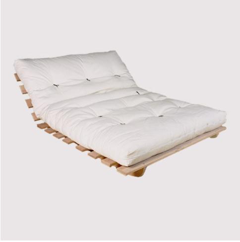 Lit pliable/canapé avec matelas futon, Comme neuf, Brun, Enlèvement, 200 cm