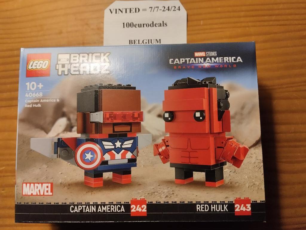 LEGO Marvel Brickheadz 40668 - Captain America en Rode Hulk, Kinderen en Baby's, Speelgoed | Duplo en Lego, Nieuw, Lego, Complete set
