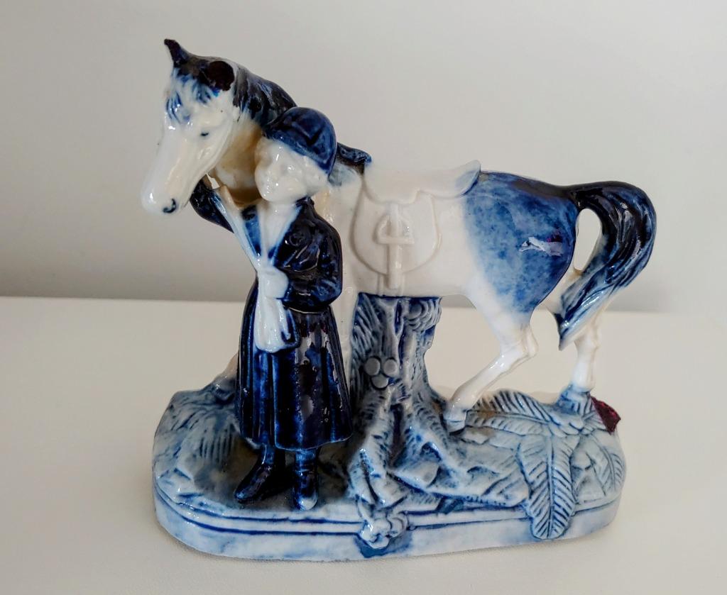 Cavalier avec cheval, statue très détaillée, Enlèvement ou Envoi, Utilisé, Animal