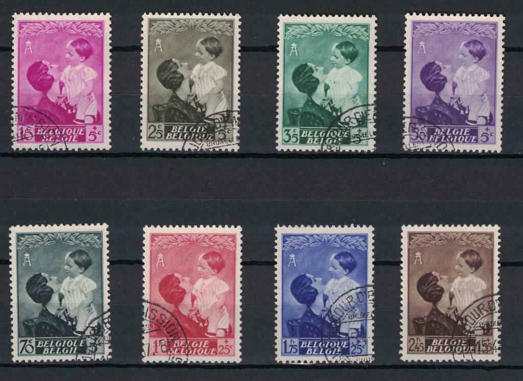 België OBP 447 - 454 gestempeld - 1937 Koningin Astrid, Postzegels en Munten, Met stempel, Verzenden, Koninklijk huis, Frankeerzegel