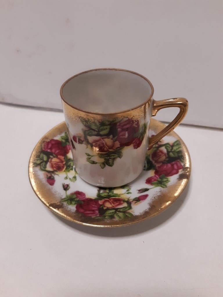 tas en ondertas goud en bloemmotief, Ophalen of Verzenden, Zo goed als nieuw
