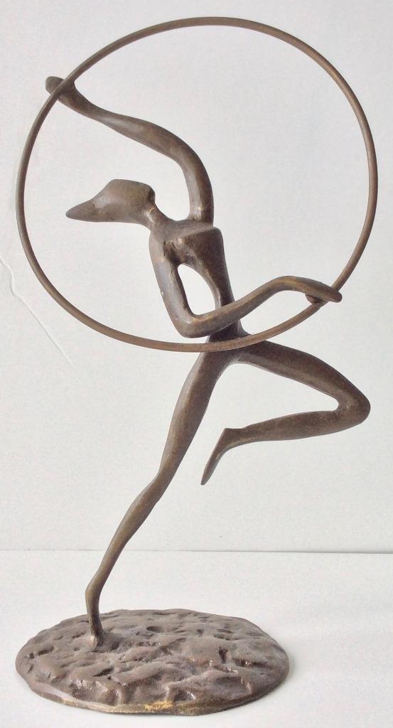 bronzen beeld ballerina / dame met hoepel, Ophalen of Verzenden, Brons
