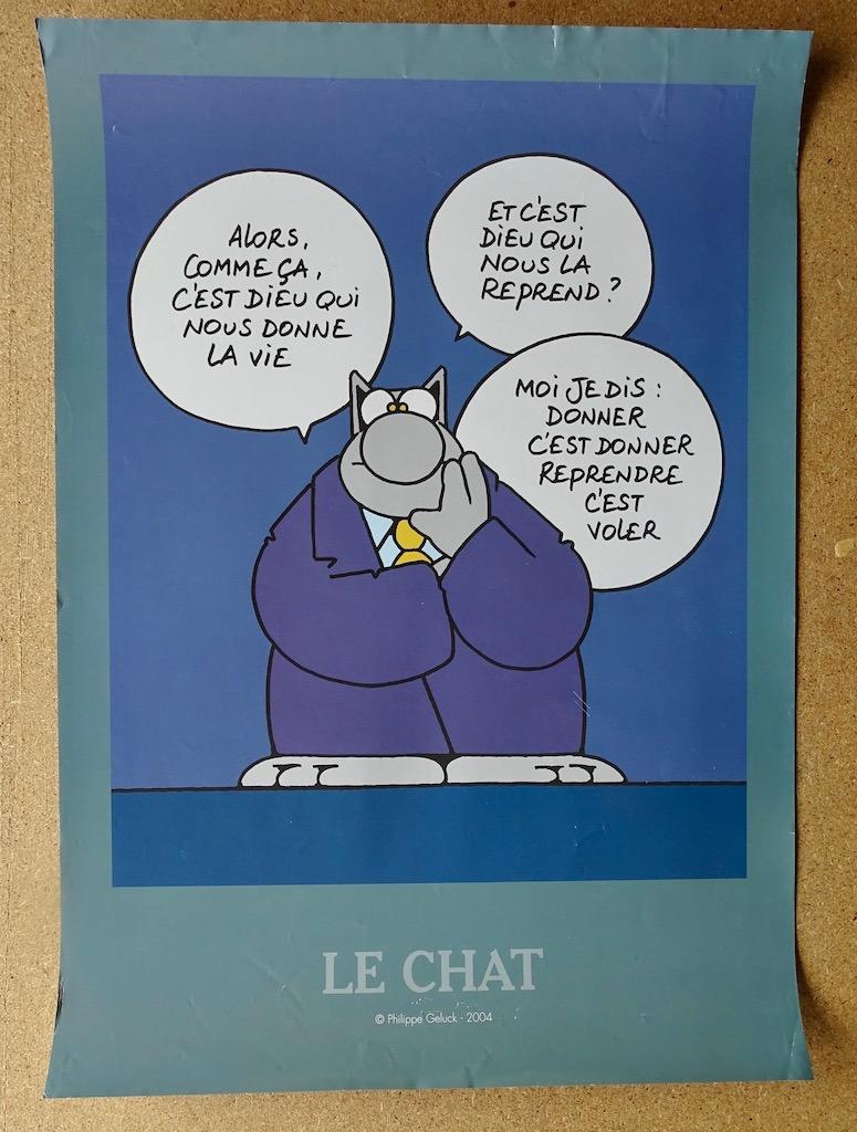 Le Chat, tirage offset, par Philippe Geluck 2004, Philippe Geluck, Une BD, Enlèvement, Utilisé