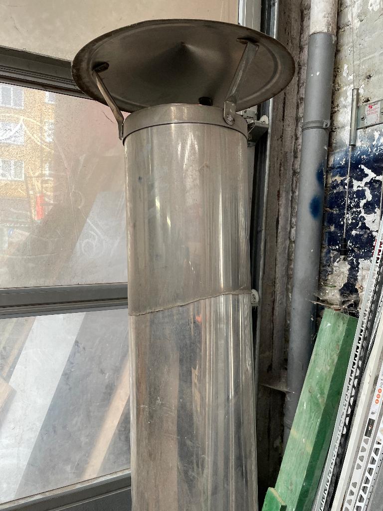 Conduit de cheminée inox avec chapeau (Ø25 cm  H183 cm), Enlèvement, Comme neuf, Autres types