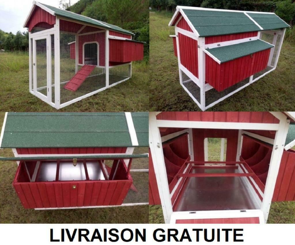 Poulailler XXL abri 12 poules 8 pondoirs abri coq enclos XXL, Animaux & Accessoires, Envoi, Neuf, Poulailler