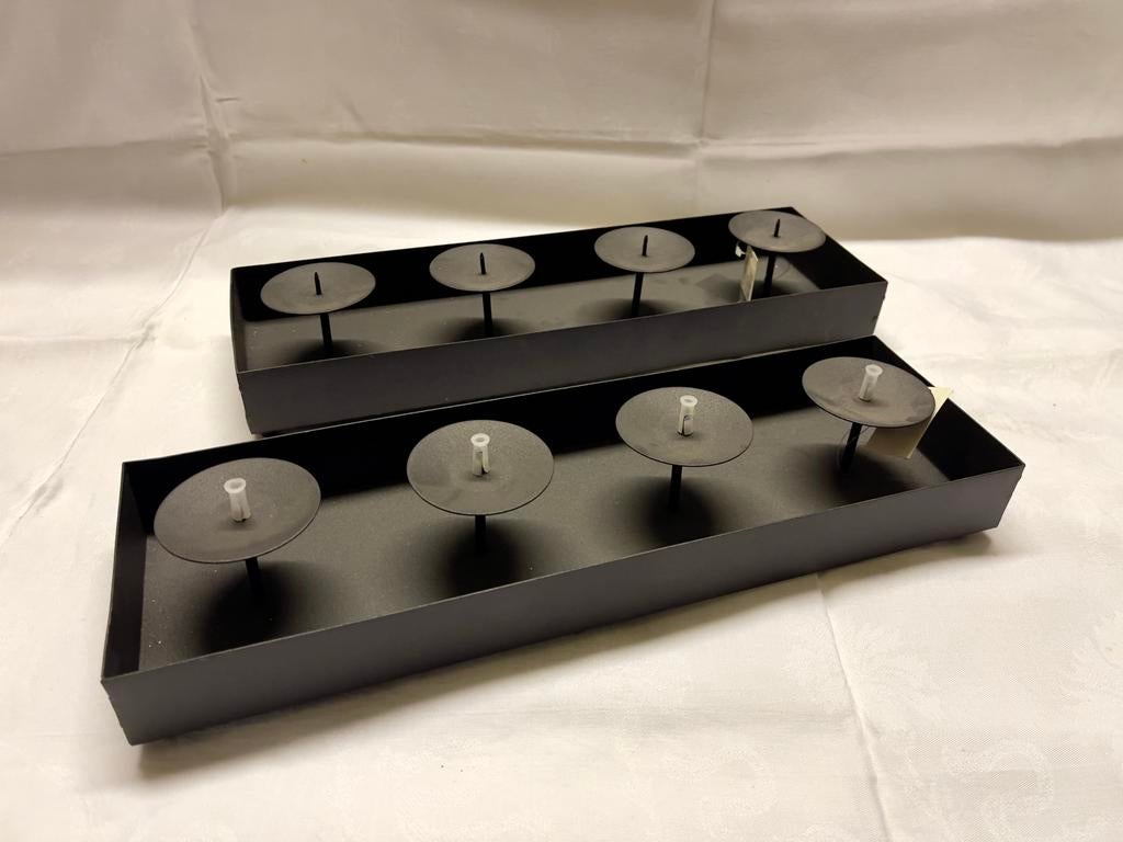 4 bougeoirs de table pour la Noël 2 bois et 2 métal, Ophalen, Zo goed als nieuw