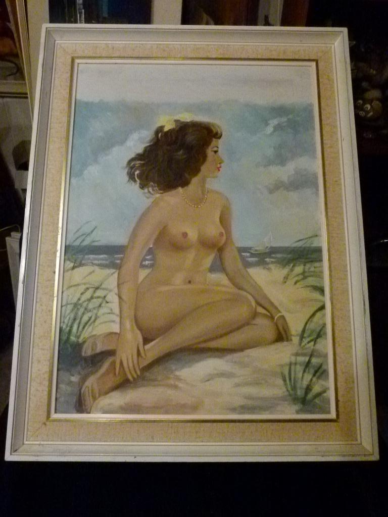 vintage naakt op canvas 50er jaren Frankrijk, Enlèvement, Maison et Meubles