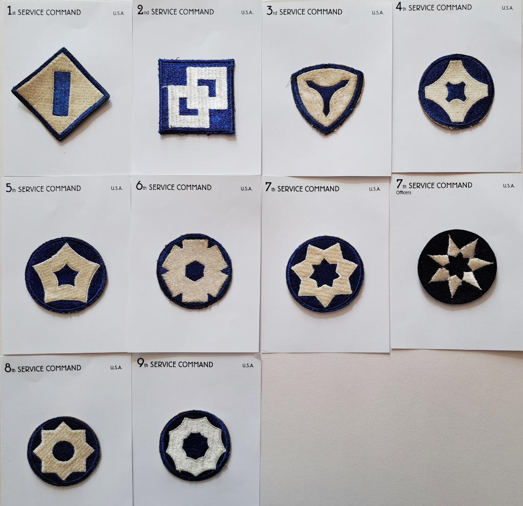 Collection 10 badges SERVICE COMMAND USA WW2 - ORIGINAUX, Enlèvement ou Envoi, Armée de terre, Emblème ou Badge