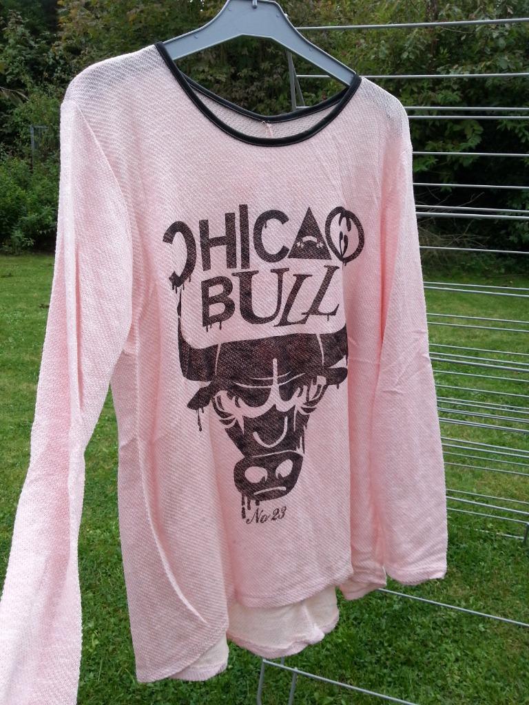 fijne trui roos grappige print stier Chicago Bull TU, Enlèvement ou Envoi, Neuf, Taille 38/40 (M), Rose