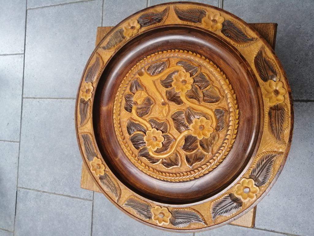 Assiette en bois pour décoration 43 cm, Enlèvement