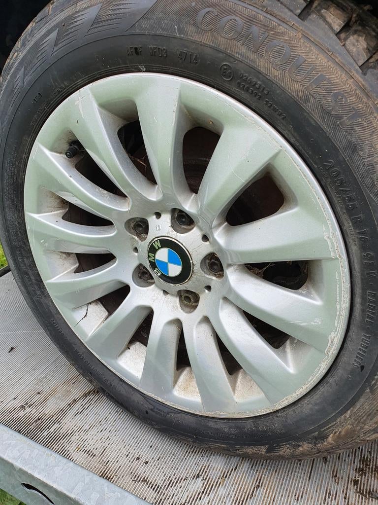 BMW 320D OF 205/55/16 250€ ALLE 4 WIELEN 0478.28.75.33, Auto-onderdelen, Banden en Velgen, Gebruikt, 16 inch, Banden en Velgen