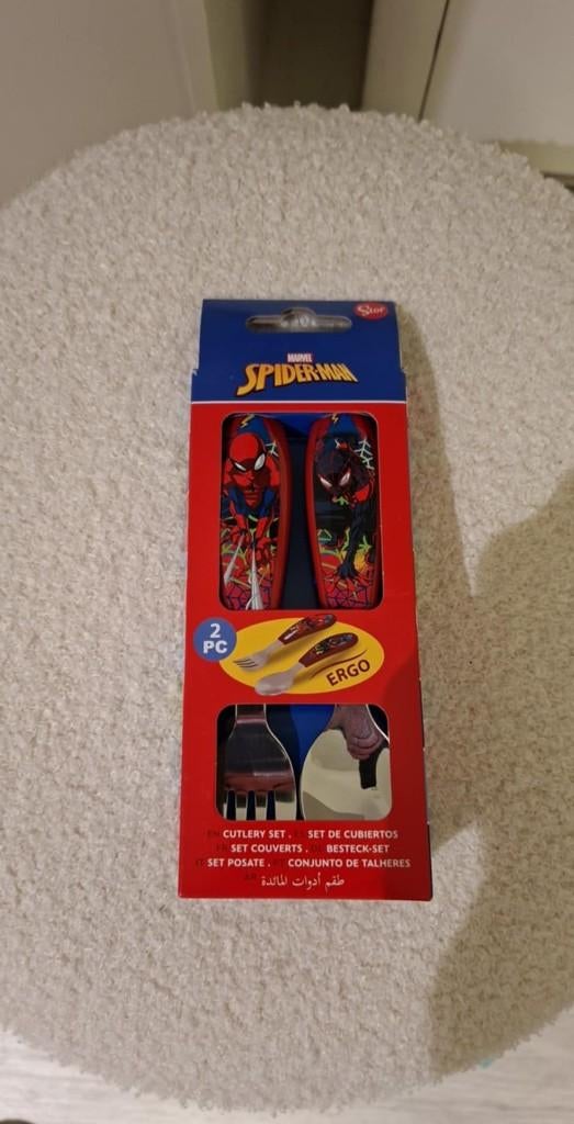 Bestekset Spiderman (nieuw), Huis en Inrichting, Ophalen of Verzenden, Nieuw, Inox of Chroom, Bestekset