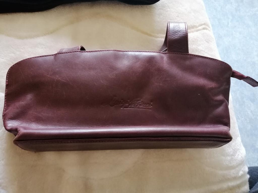 Sac à main en cuir bordeaux, Verzenden, Gebruikt, Overige kleuren, Handtas