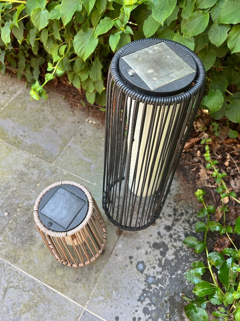 ÉCLAIRAGE SOLAIRE DE TERRASSE X2, Enlèvement, Utilisé, Acier, Lampadaire
