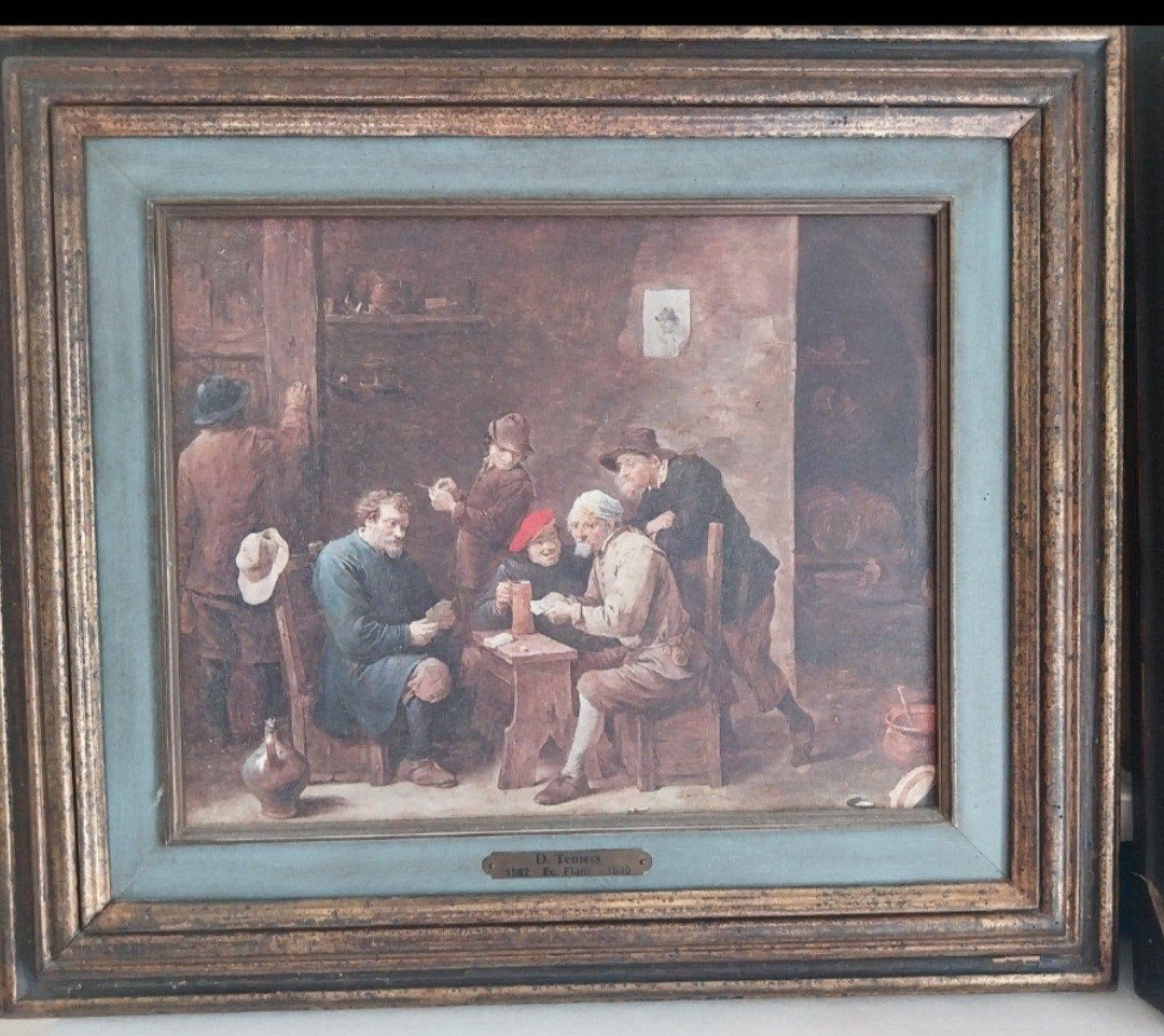 Set van 2 Vintage Reproducties - Jan van Eyck & David Tenier, Antiek en Kunst, Ophalen, Vintage, Ingelijst