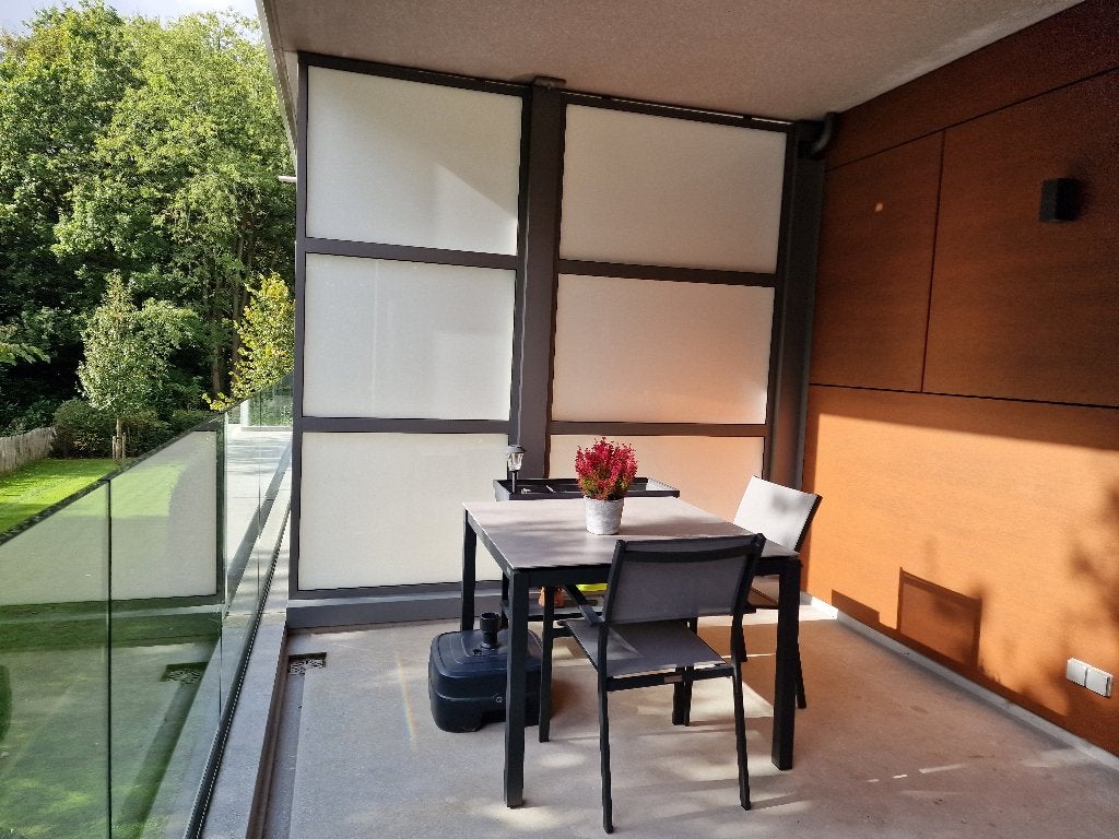 Design tuinset – Keramische tafel + 4 stoelen, Ophalen, Zo goed als nieuw, Vierkant, Aluminium