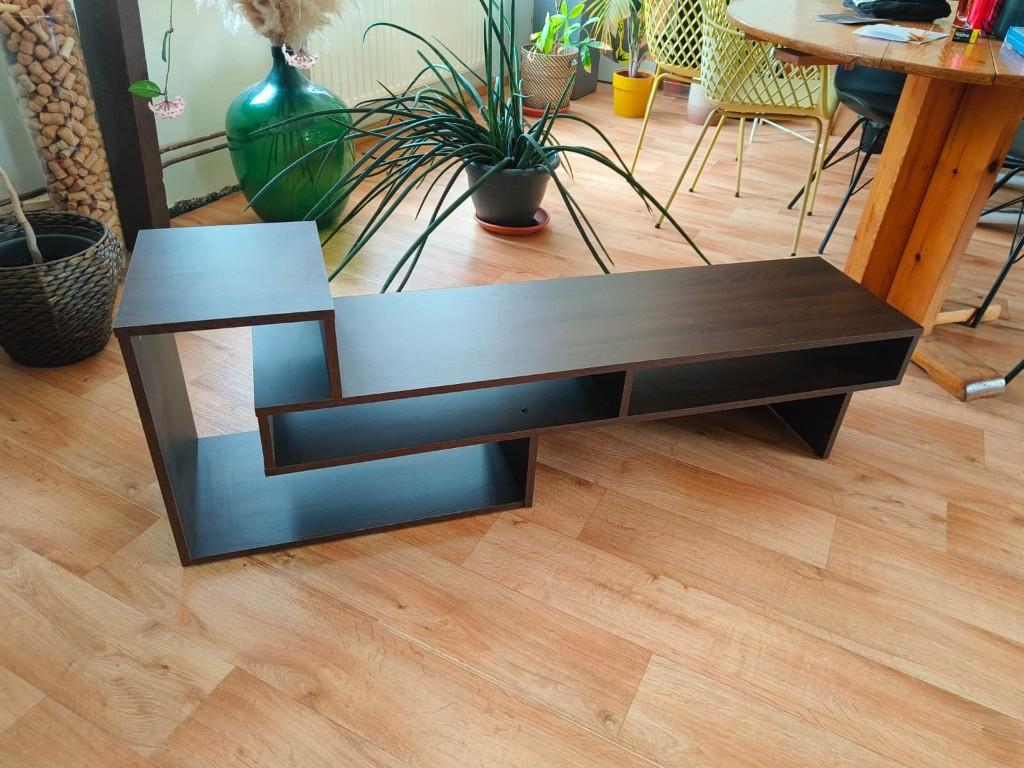 TV kast in walnoot-look, Ophalen, Kunststof, Gebruikt, 100 tot 150 cm