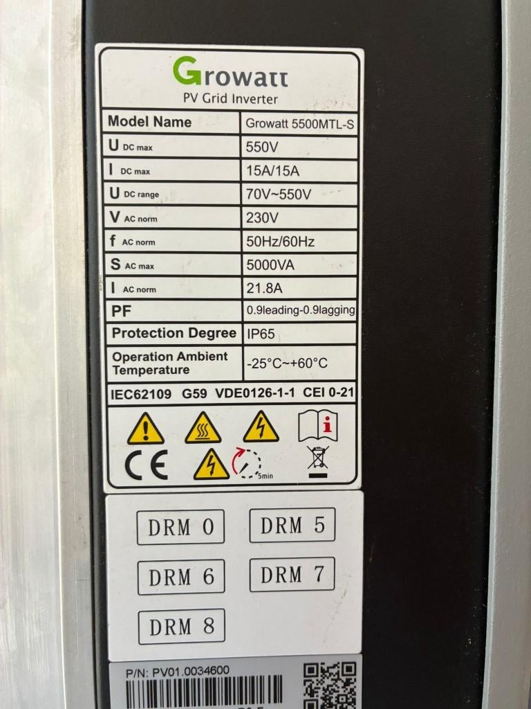 Growatt omvormer, Doe-het-zelf en Bouw, Ophalen, Gebruikt, Compleet systeem, 100 tot 200 wattpiek