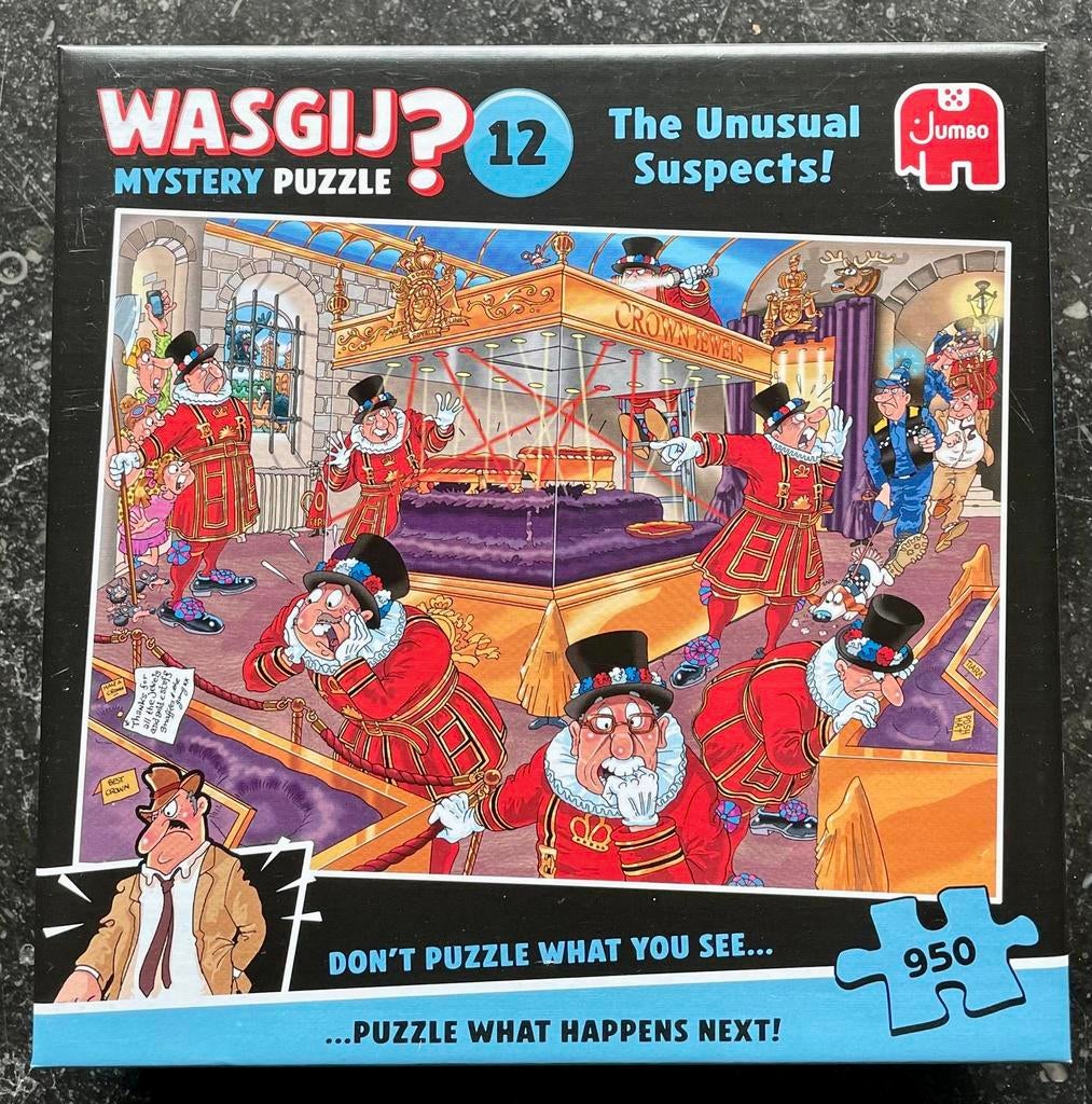 Wasgij Mystery Puzzle 12 The Usual Suspect , 1 000 pièces, Enlèvement ou Envoi, 500 à 1500 pièces, Comme neuf, Puzzle