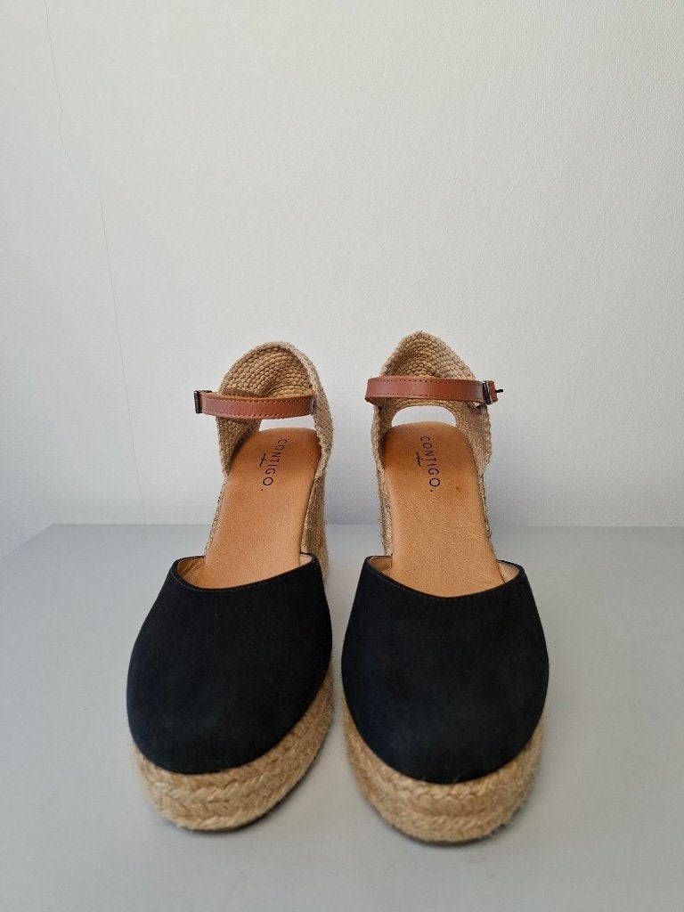 Espadrilles met sleehak van Contigo Milano, Espadrilles, Contigo, Zwart, Ophalen of Verzenden